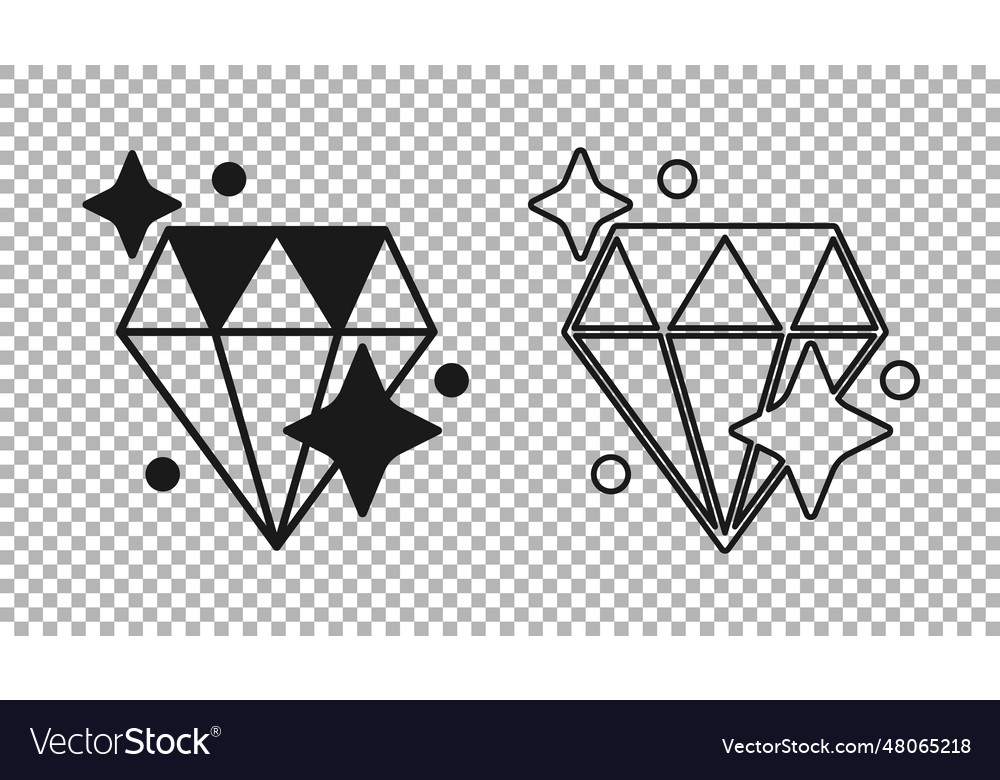 Black diamond icon isolated on transparent Vector Image