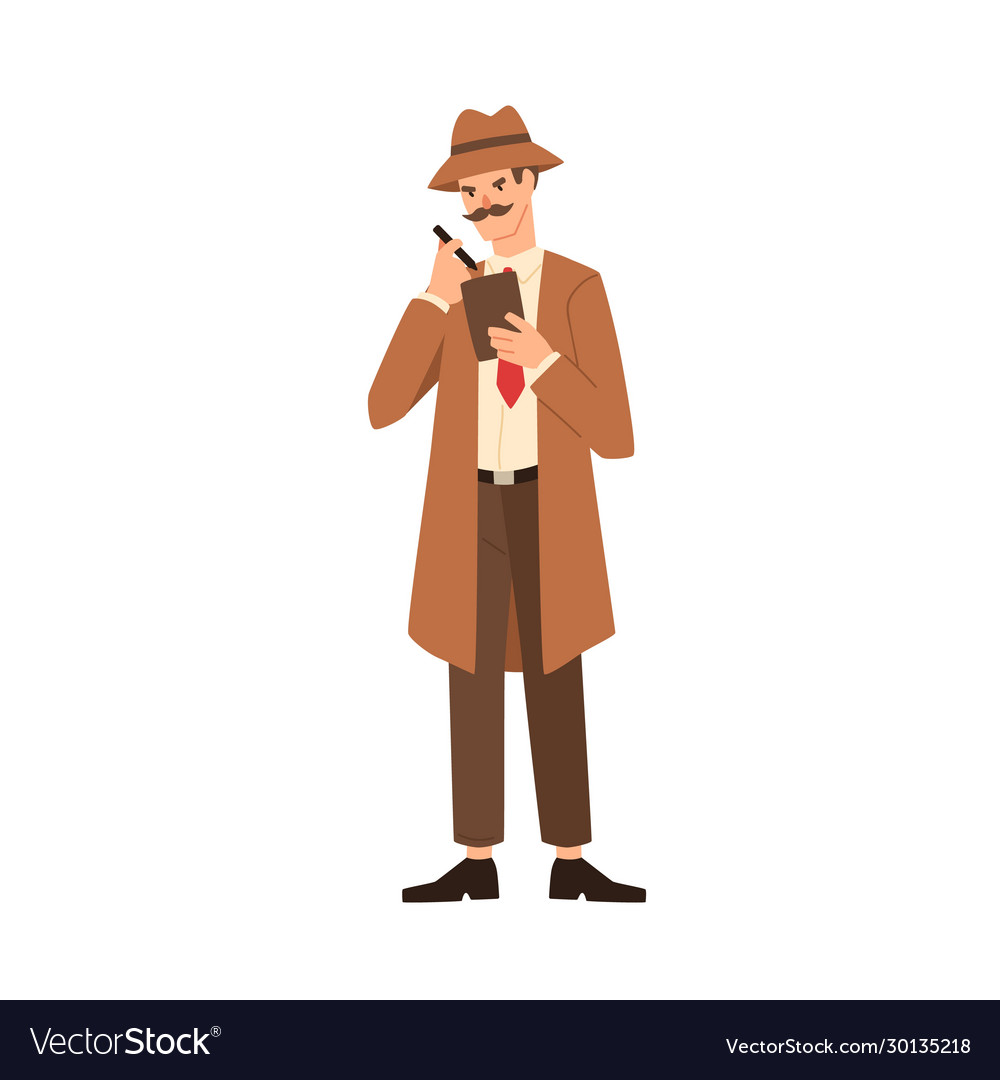 Cartoon professional man detective with mustache Vector Image Cartoon professional man detective with mustache Vector Image