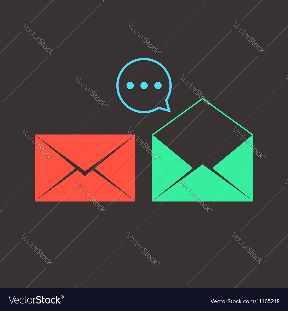 Colored opened and closed letters with speech