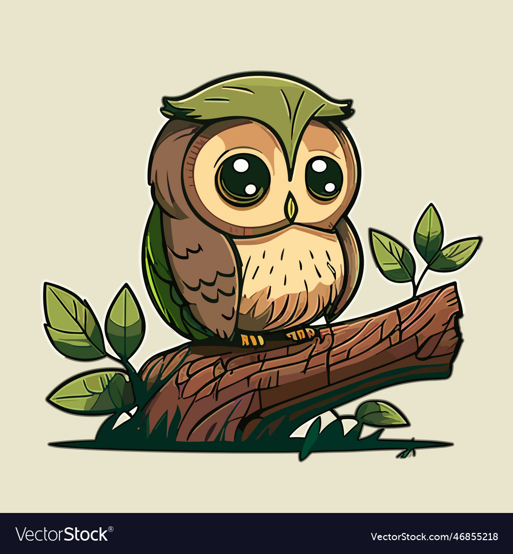 Cute little owl owlet in a fairy forest