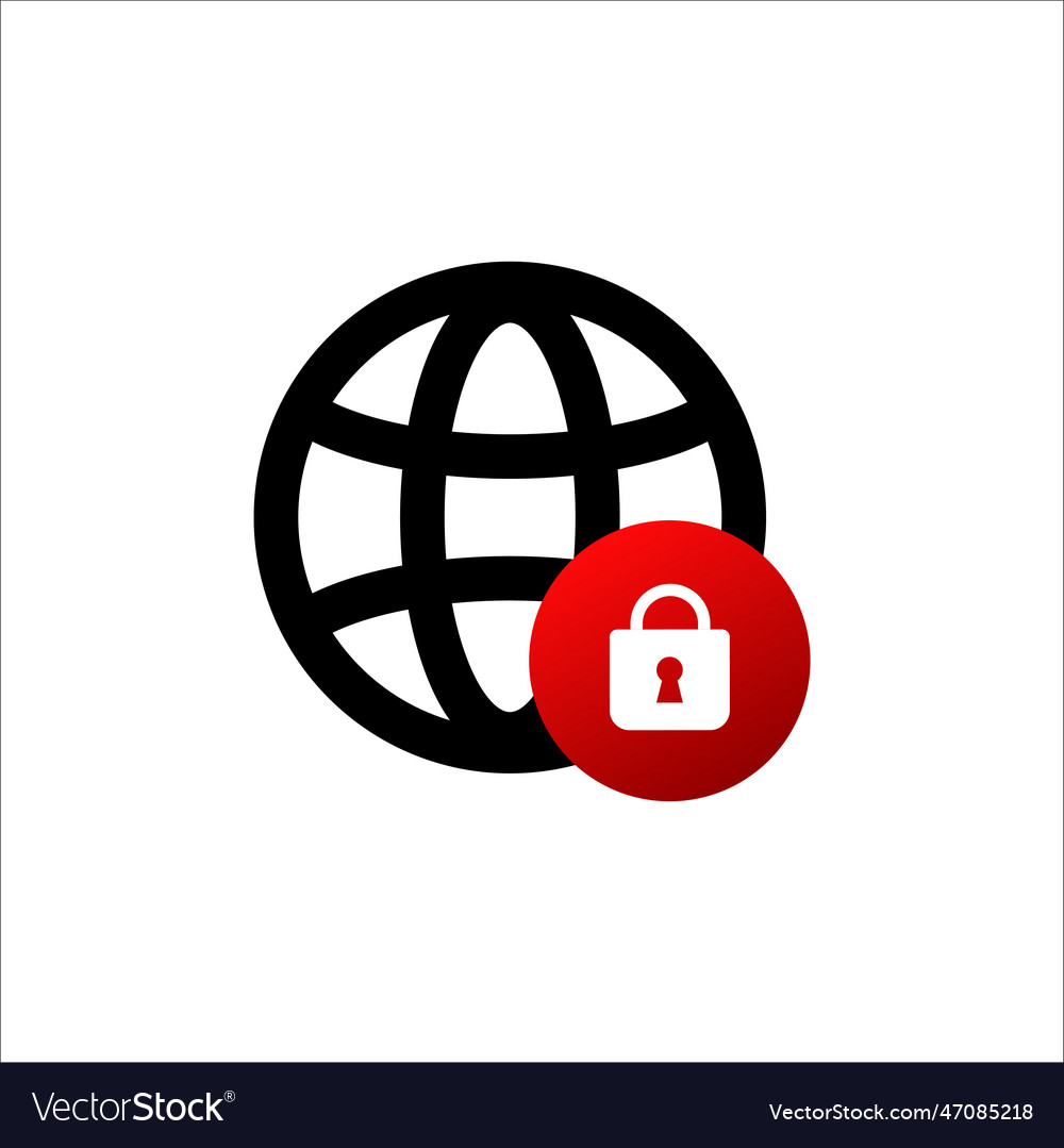 Digital planet with red padlock