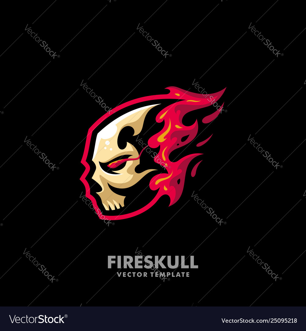 Fire skull concept design template vector image Fire skull concept design template