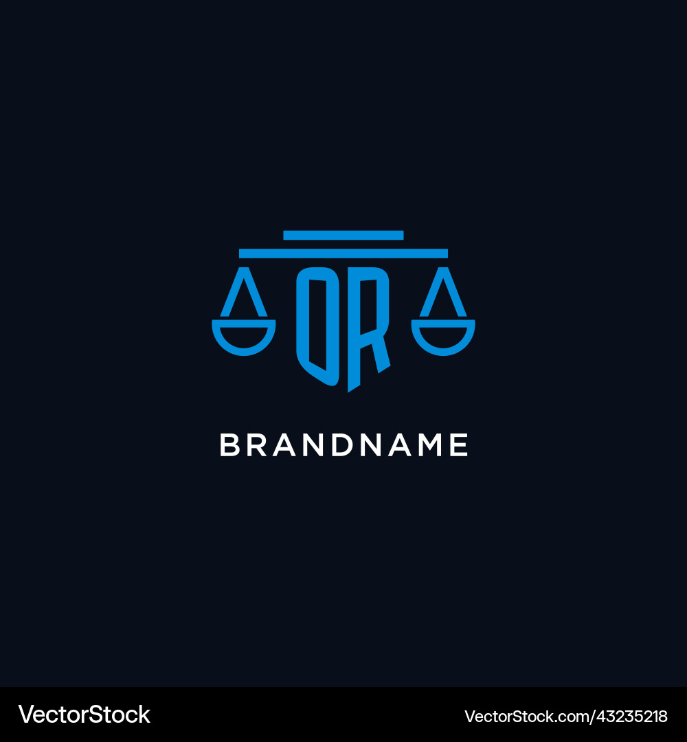 Monogram initial logo with scales of justice Vector Image