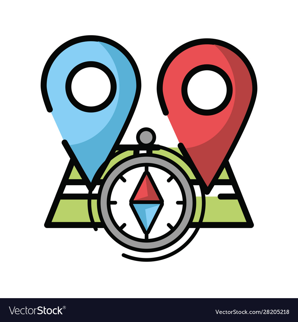 Paper map guide with pins location icon