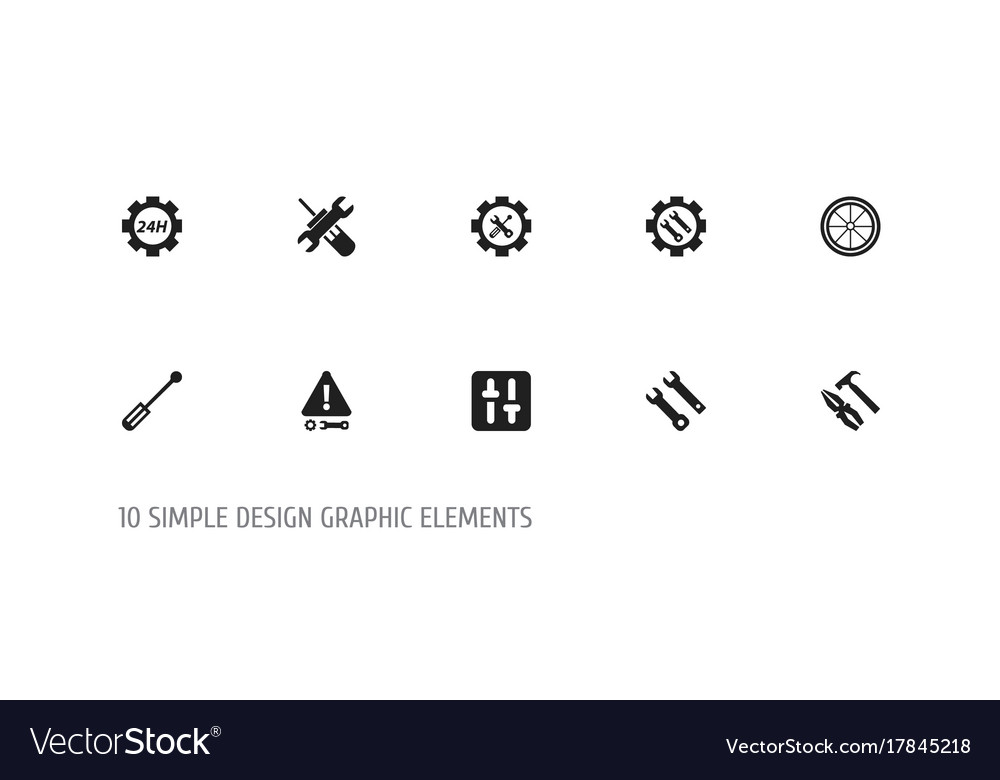 Set of 10 editable tool icons includes symbols