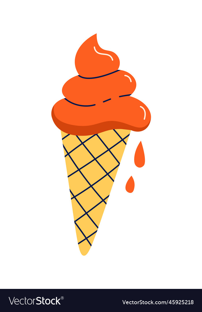 Tasty cherry ice cream flat icon sweet dessert Vector Image