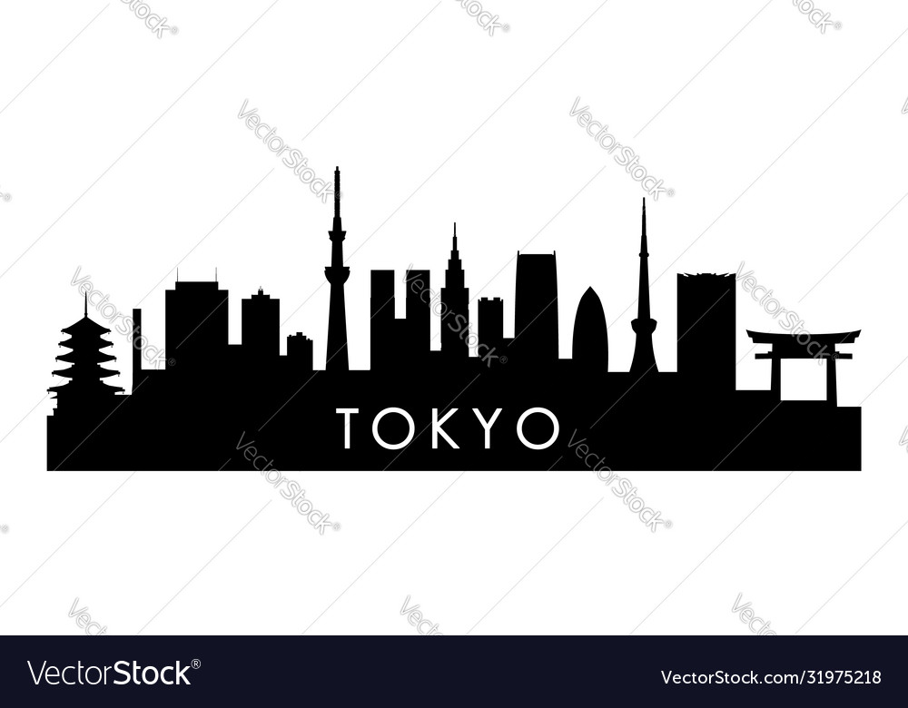 Tokyo skyline silhouette black city design