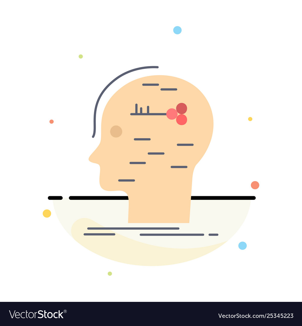 Brain hack hacking key mind flat color icon vector image Brain hack hacking key mind flat color icon