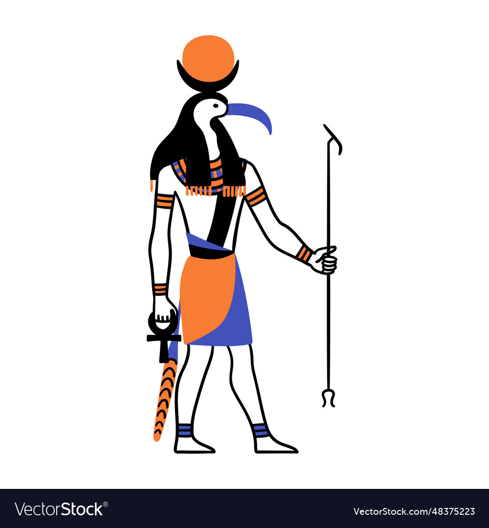 Cartoon color character egyptian god thoth Vector Image