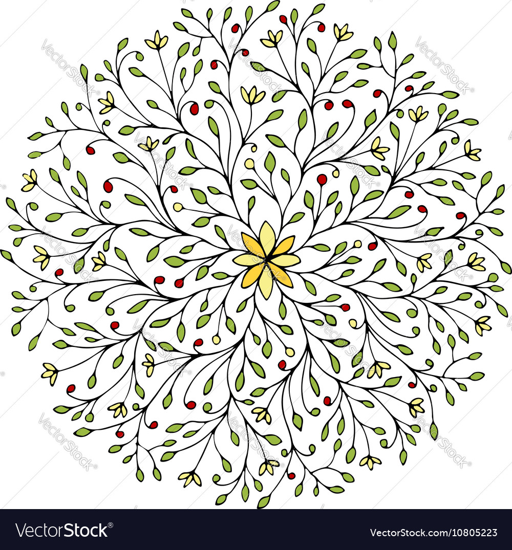 Floral circle ornament hand drawn sketch for your