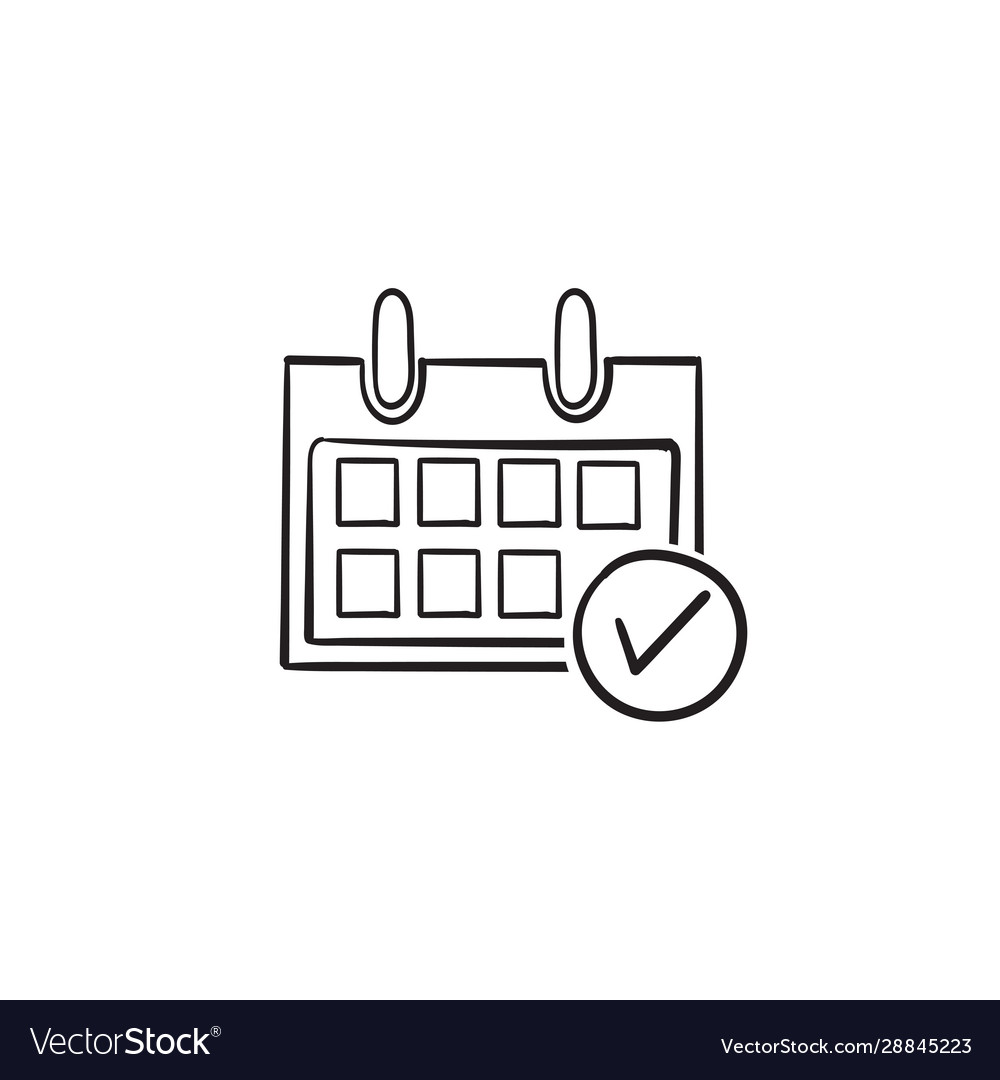 Hand Drawn Calendar Icon Template With Doodle Vector Image