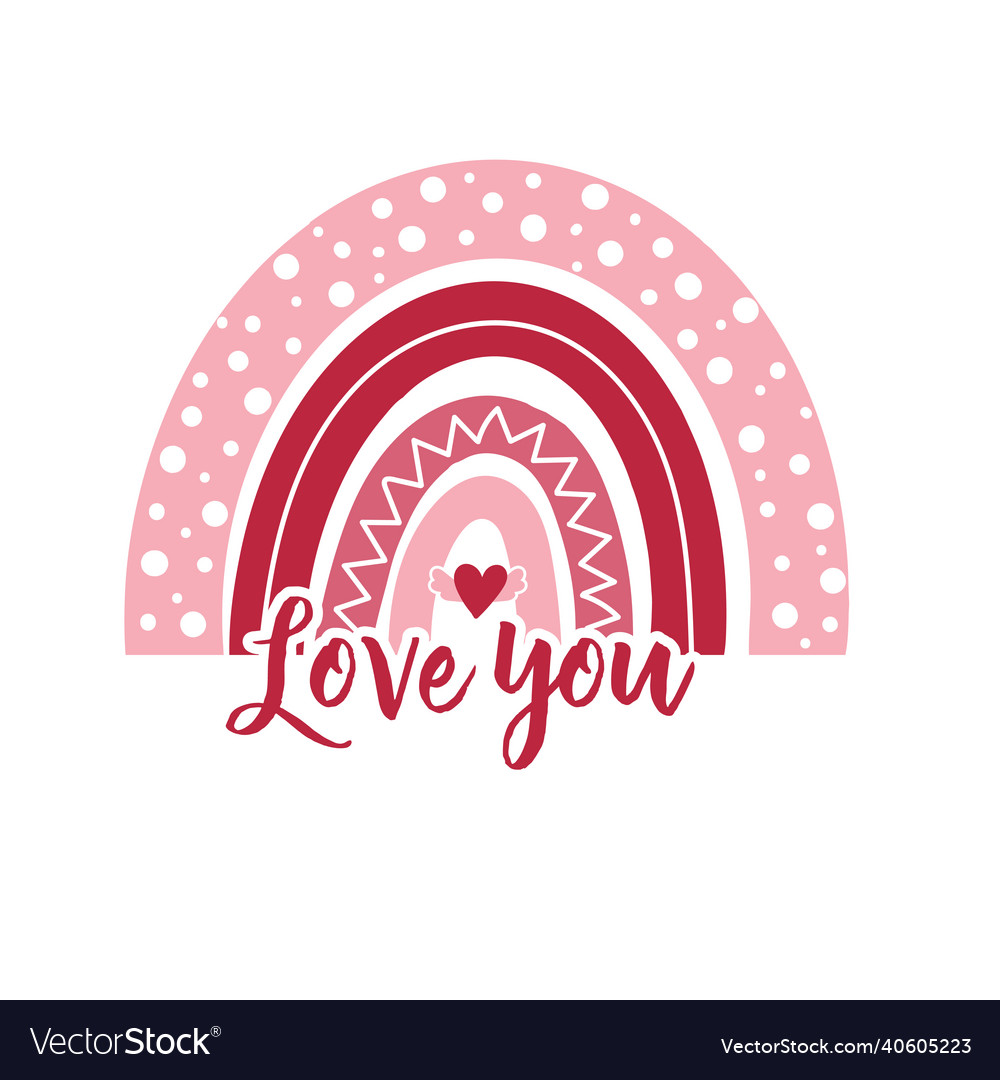 Happy valentine rainbows on white background Vector Image