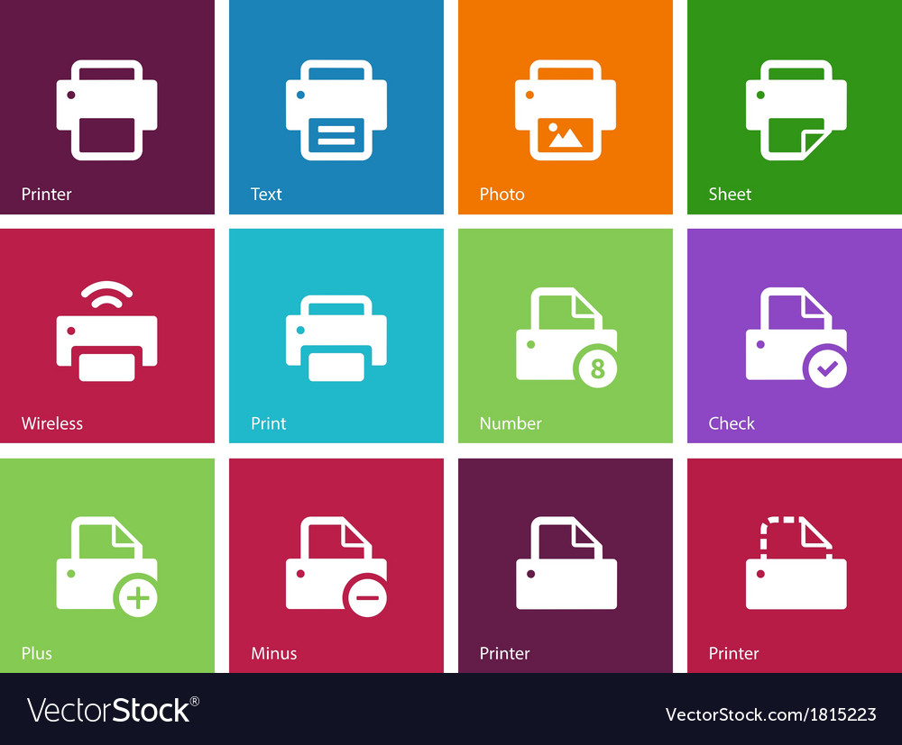 Printer icons on color background