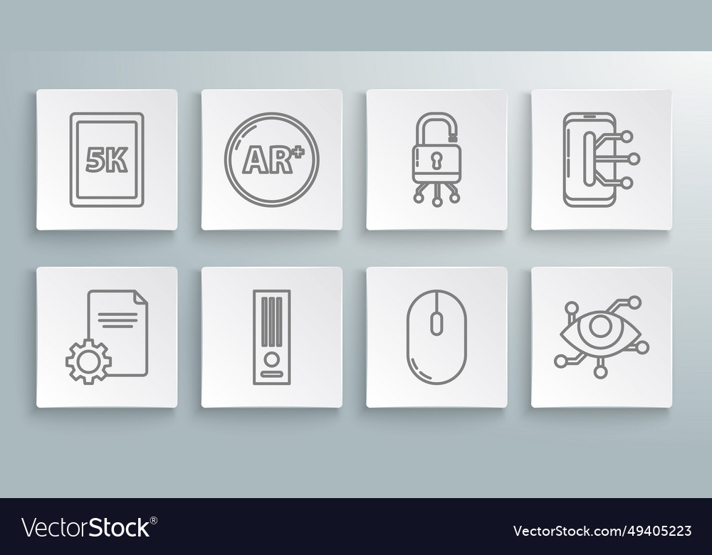 Set line file document ar augmented reality video vector image Set line file document ar augmented reality video