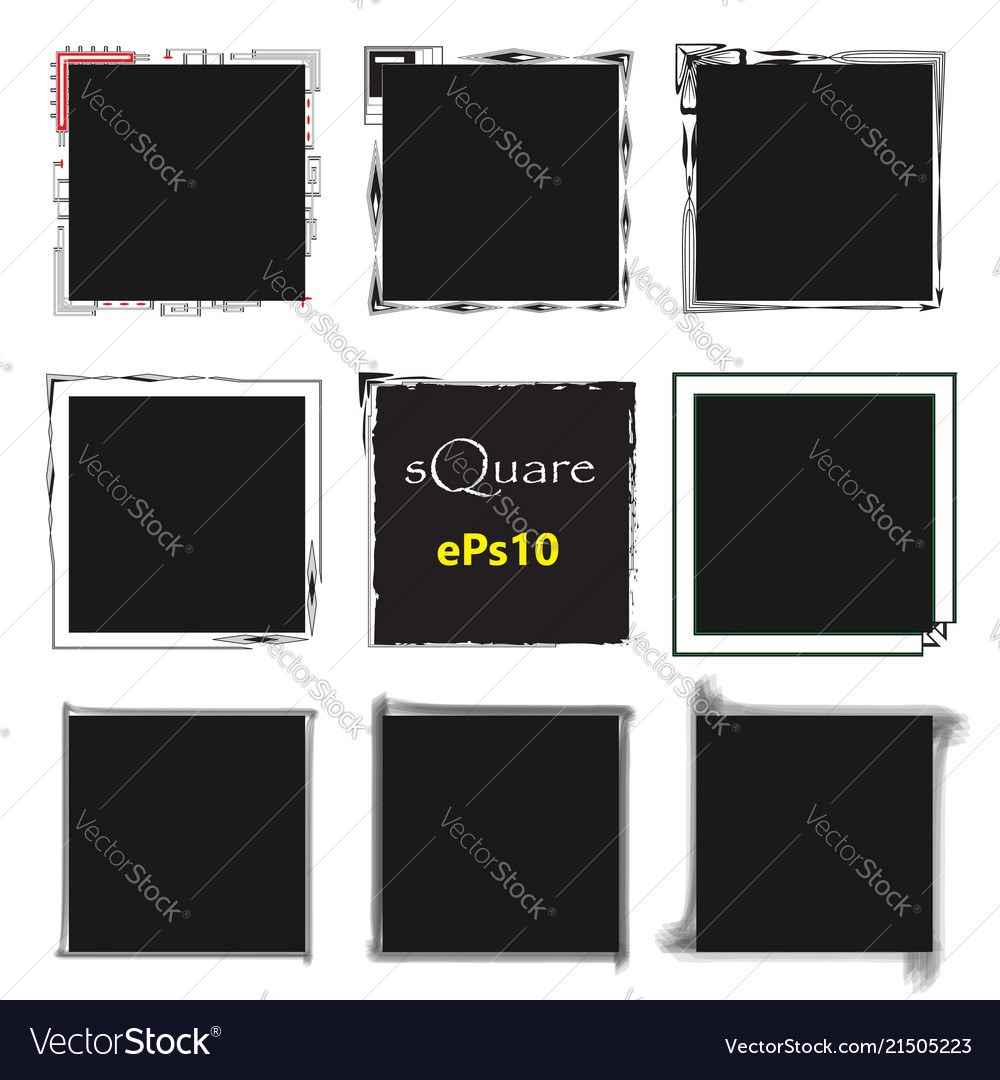 Set of empty scribble square frame design vector image Set of empty scribble square frame design