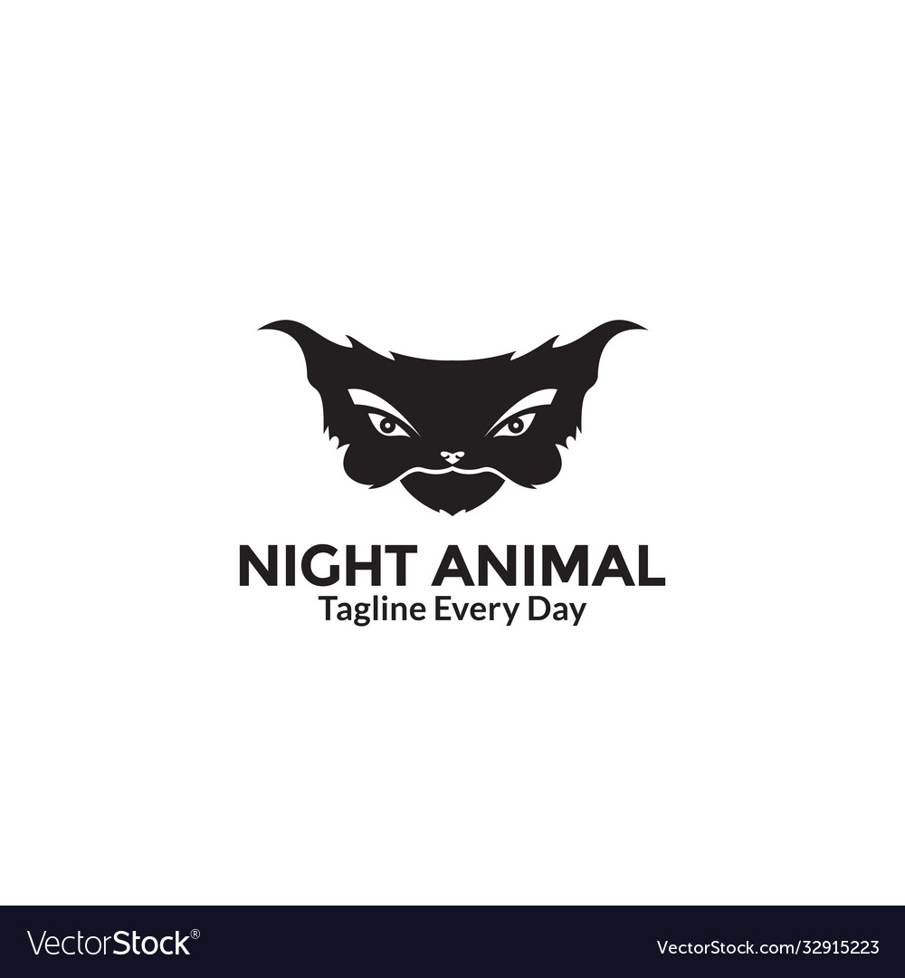 Silhouette night animal head logo design