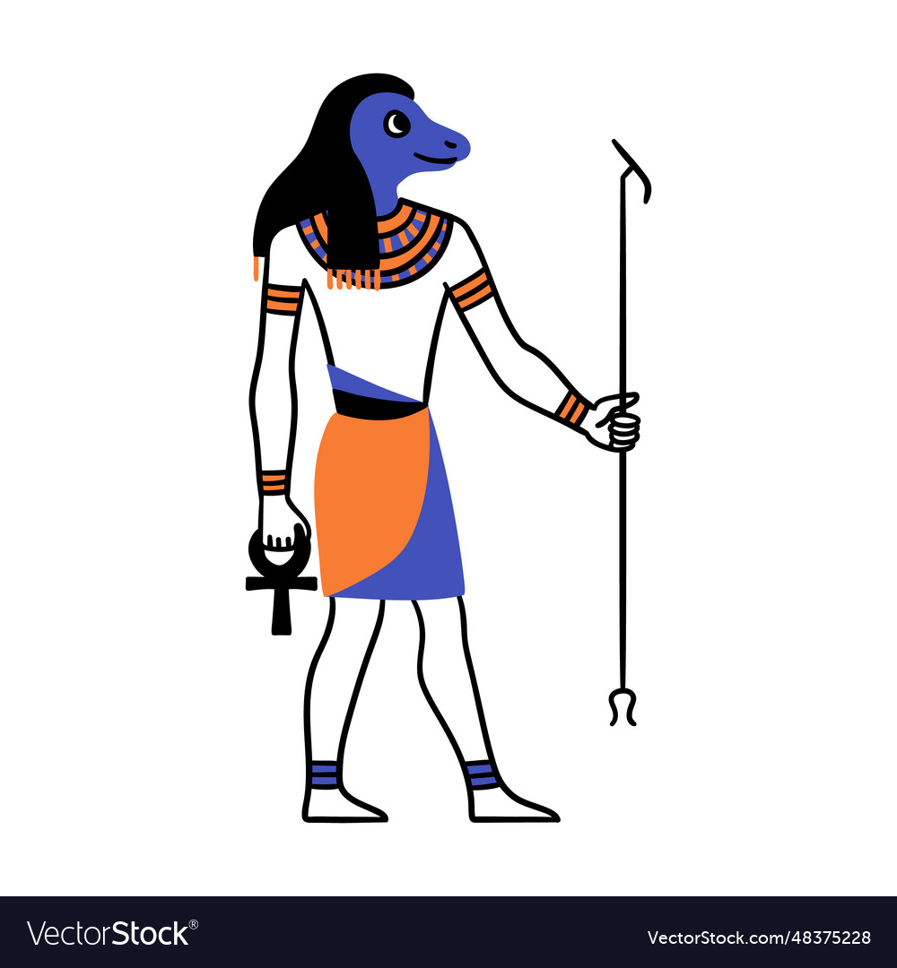 Cartoon color character egyptian god kek Vector Image