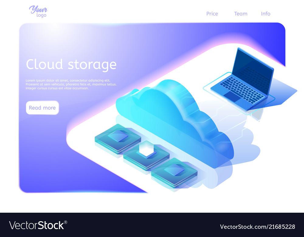 Cloud data storage concept web page template