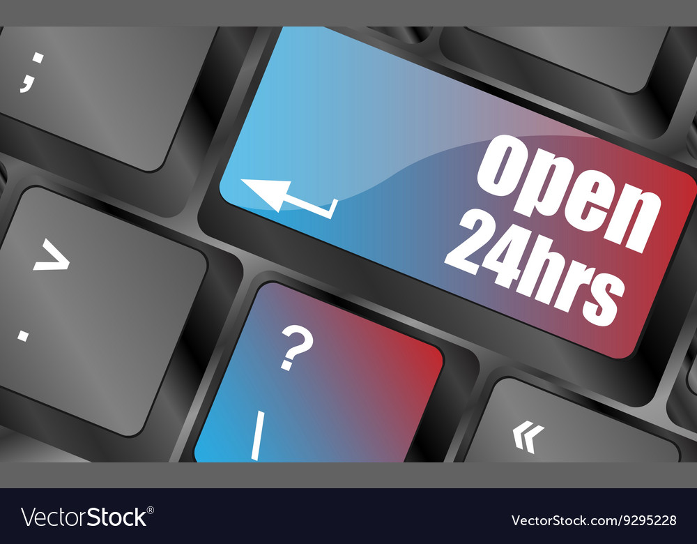 Computer keyboard with open 24 hours keys