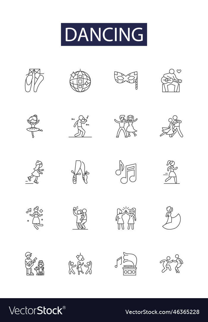 Dancing line icons and signs waltzing Royalty Free Vector