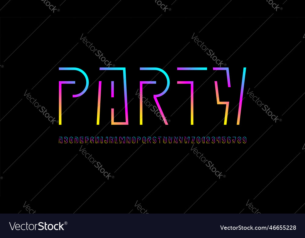 Digital future font alphabet from thin line vector image Digital future font alphabet from thin line