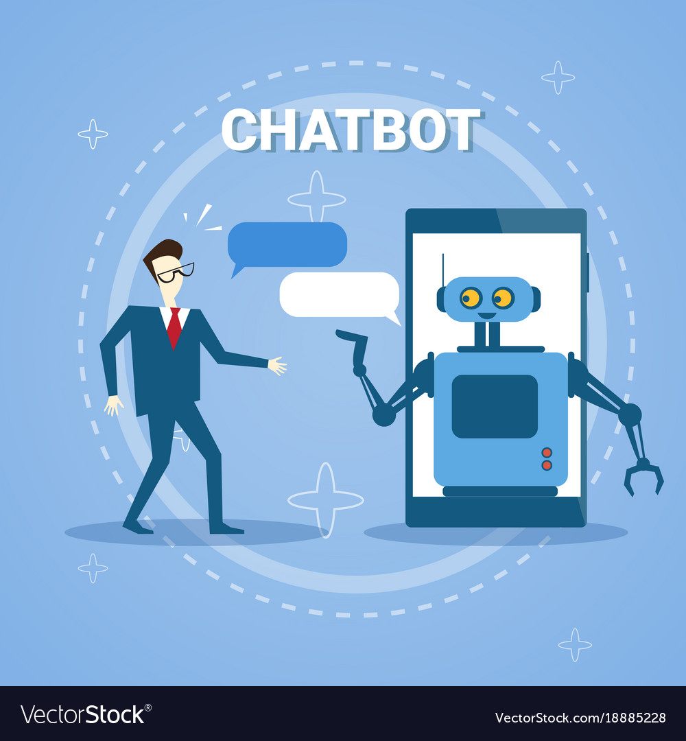 Man chatting with chatter bot from smart phone