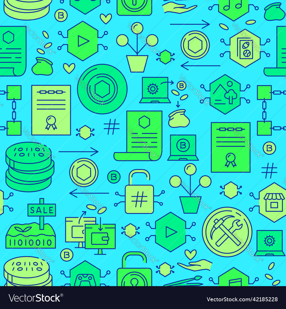 Nft token and blockchain seamless pattern vector image Nft token and blockchain seamless pattern