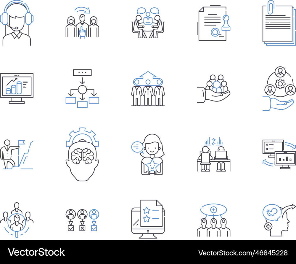 Oversight line icons collection regulation Vector Image