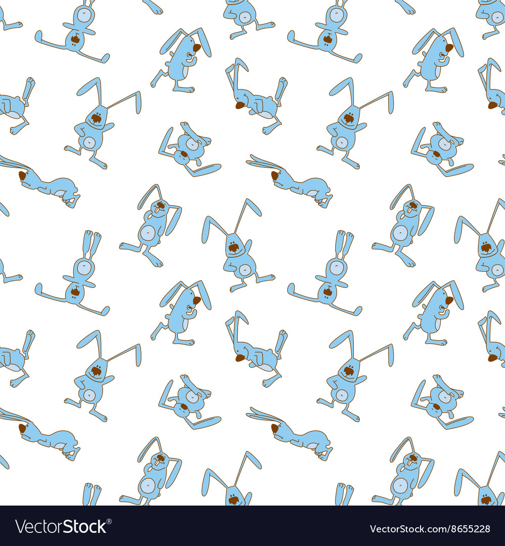 Seamless pattern with doodle rabbits