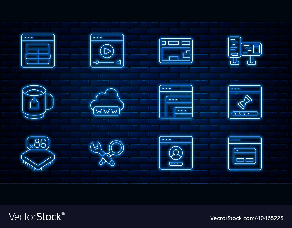 Set line search engine loading data window vector image Set line search engine loading data window