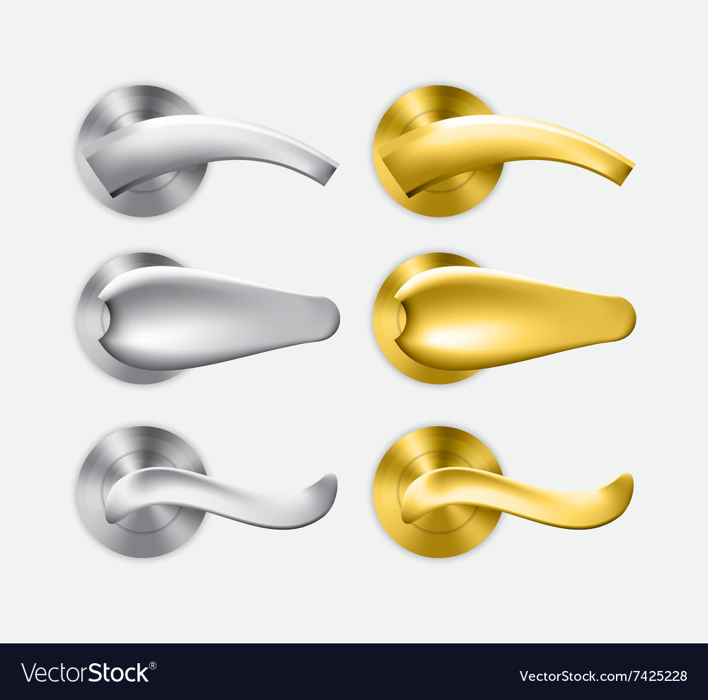 Set metal and gold door handles Royalty Free Vector Image