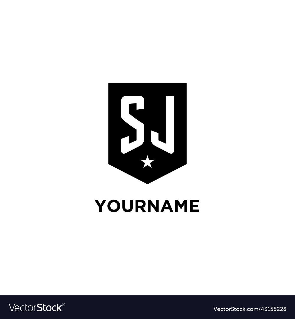 Sj monogram initial logo with geometric shield