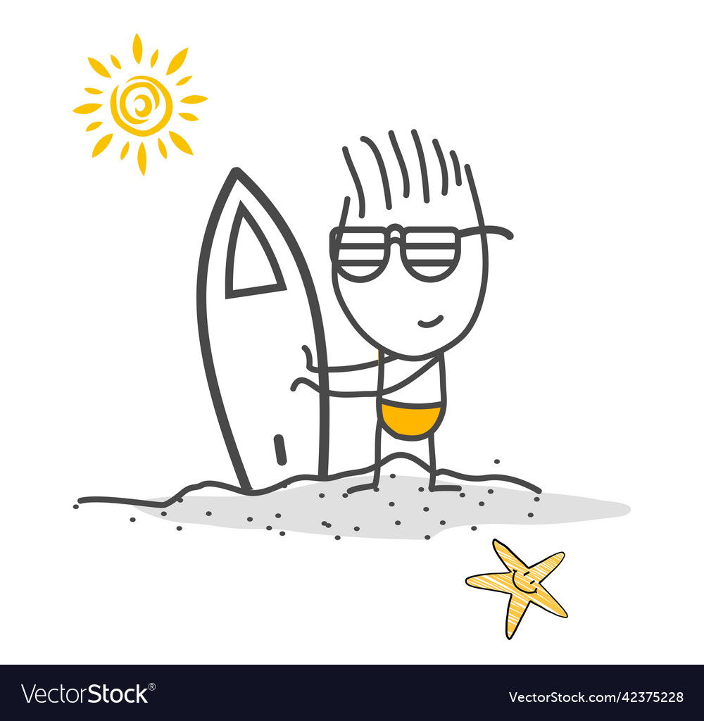 Stick Figuren hallo Sommer surf