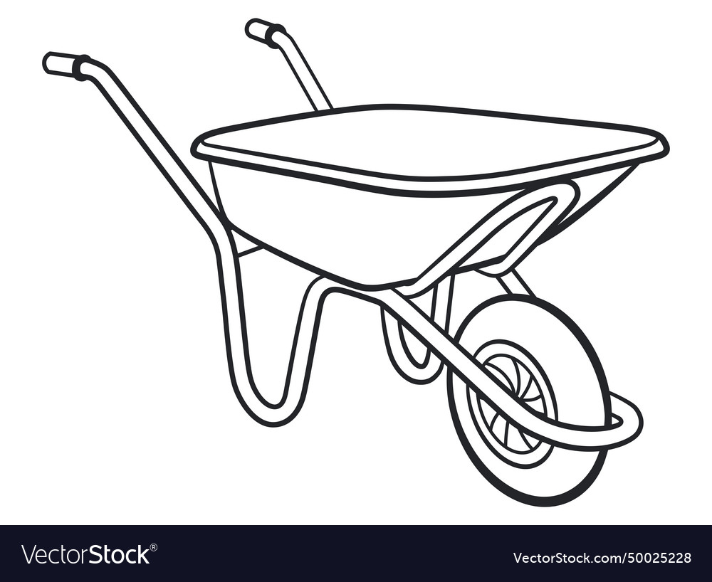 Wheelbarrow black and white drawing Royalty Free Vector