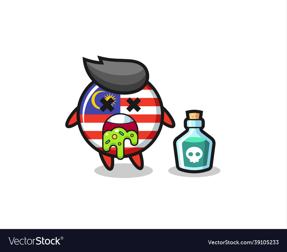 An malaysia flag badge character vomiting due