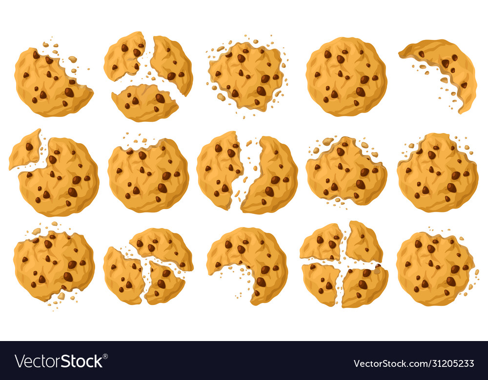 Cookies with crumbs cartoon set icon