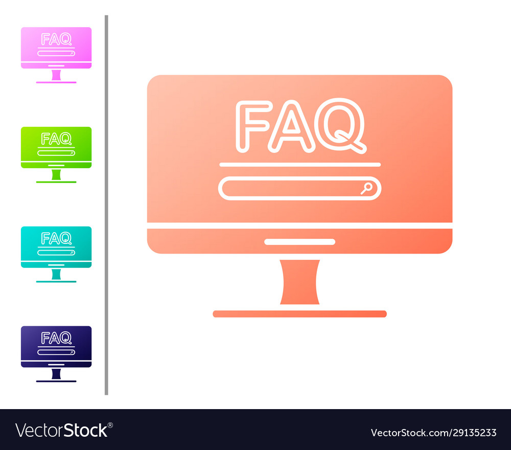 Coral computer monitor with text faq information vector image Coral computer monitor with text faq information