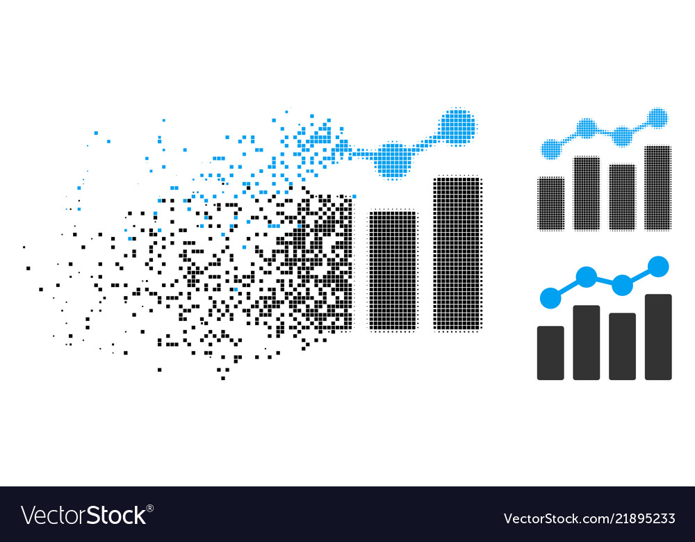 Dissolved pixelated halftone analytics icon