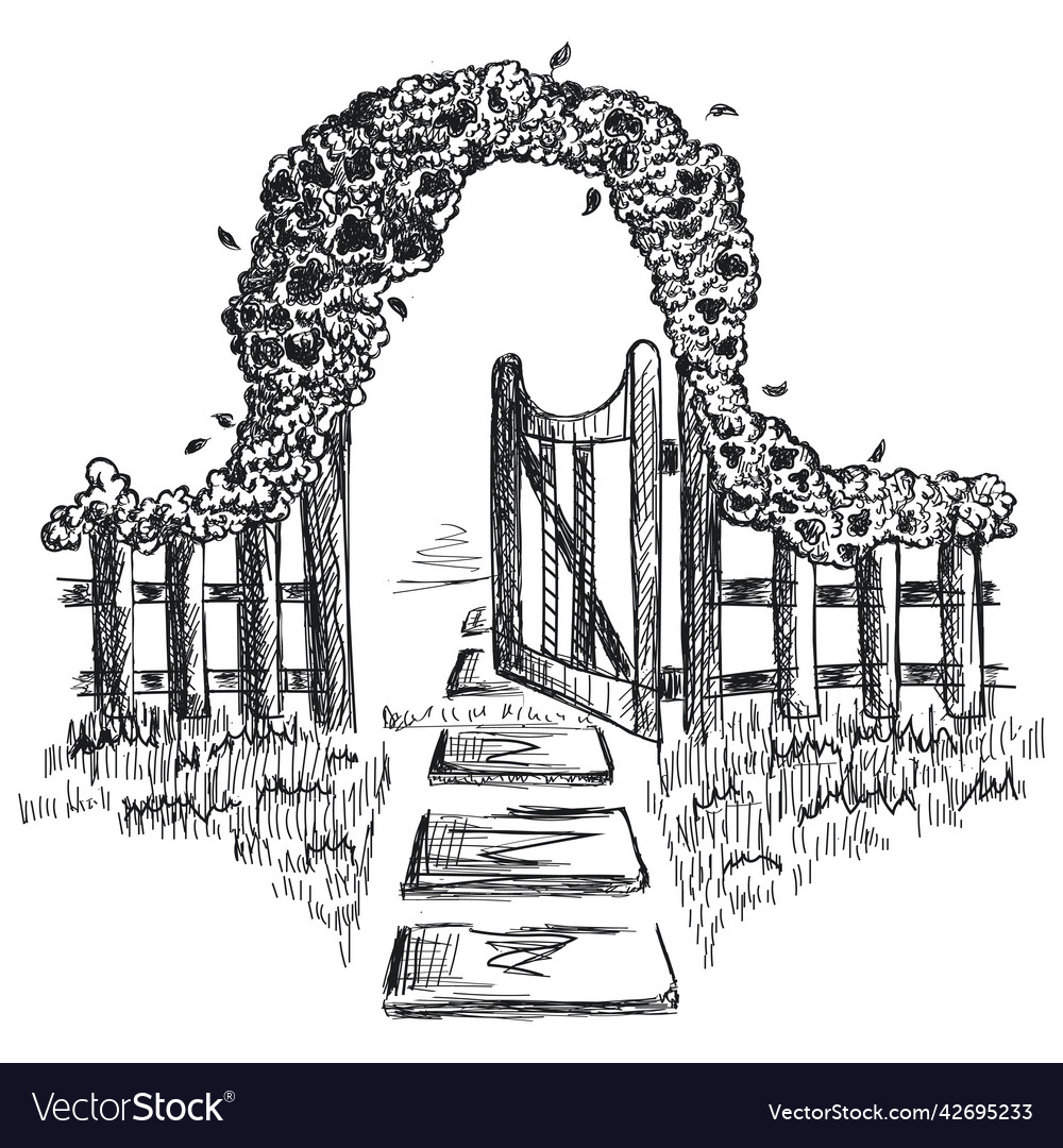 Garden entrance hand drawn sketch Royalty Free Vector Image