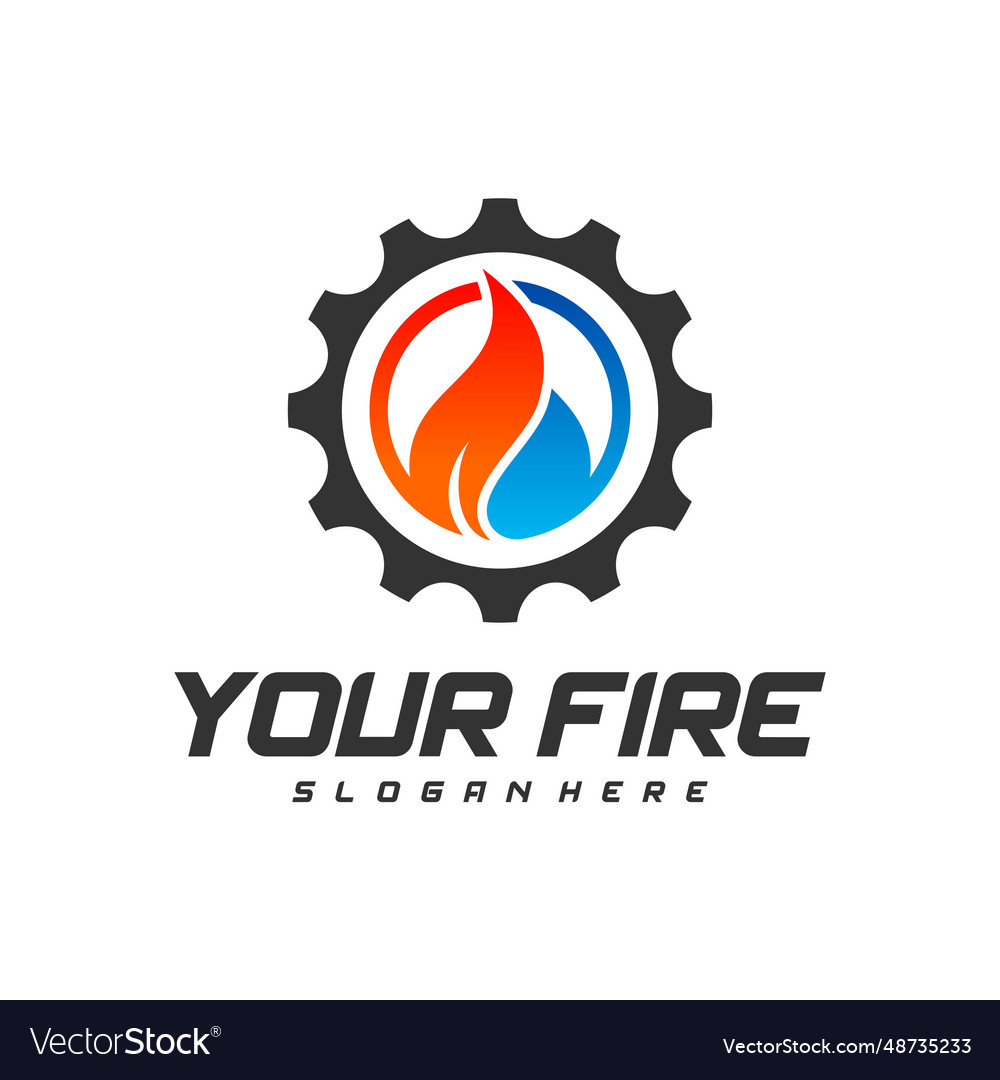 Modern gear fire logo concept or icon design