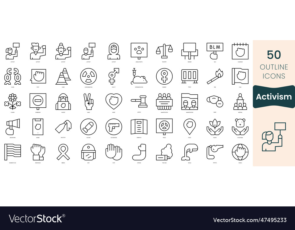 Set of activism icons thin linear style pack Vector Image