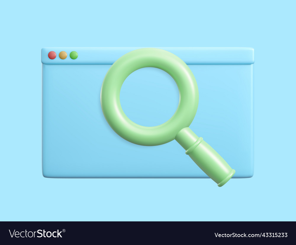 Web browser window template with magnifier blank vector image Web browser window template with magnifier blank