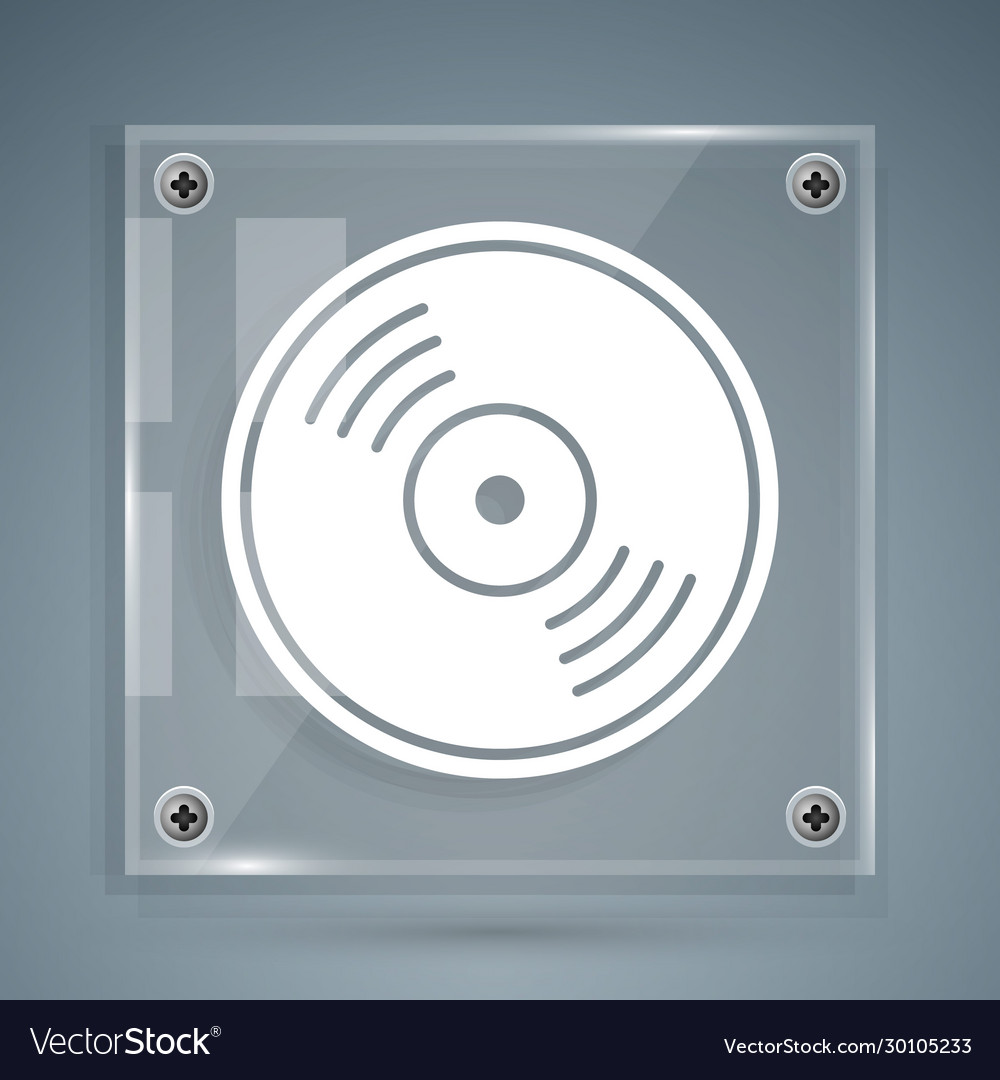 White vinyl disk icon isolated on grey background