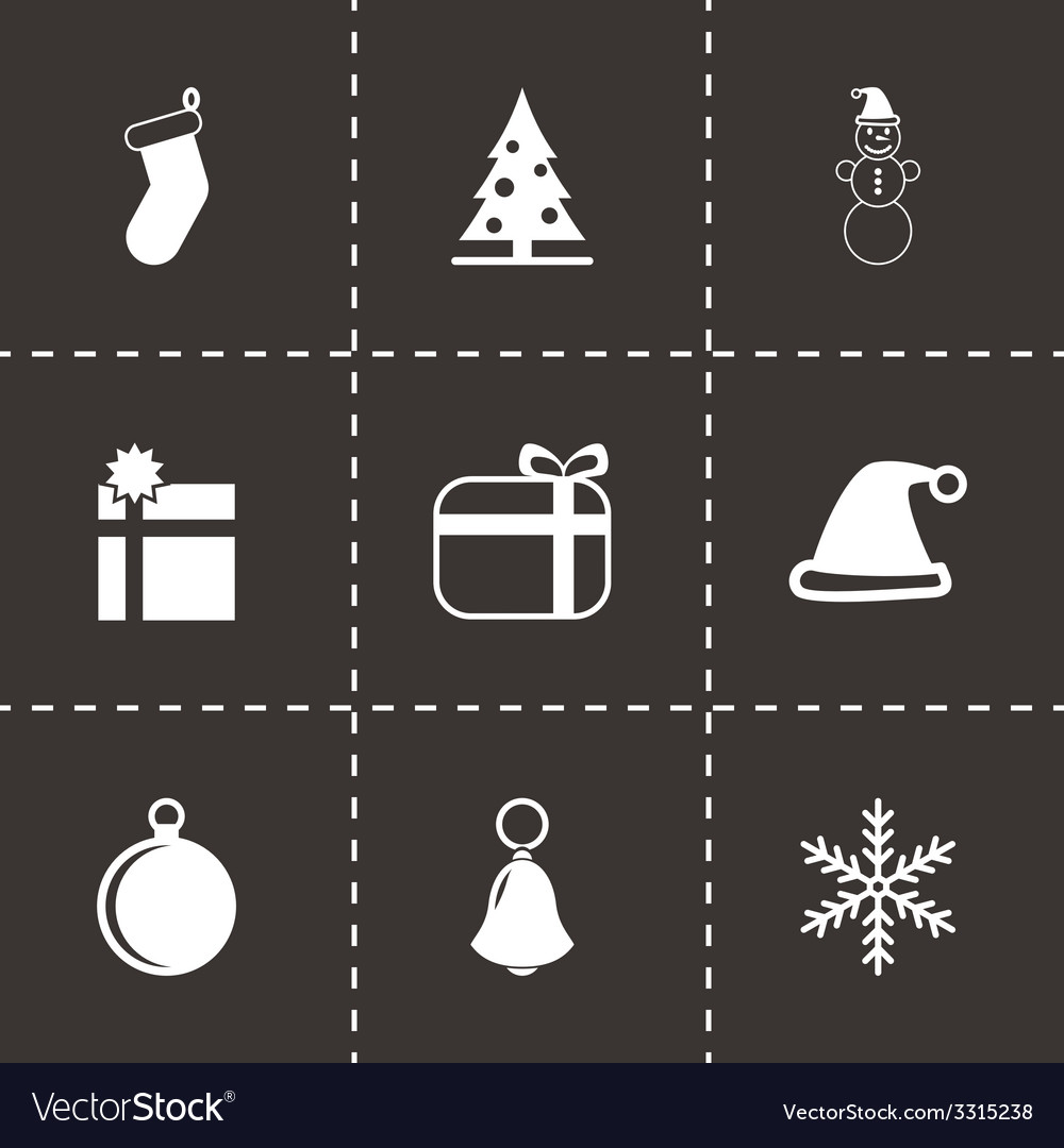 Black christmas icon set Royalty Free Vector Image