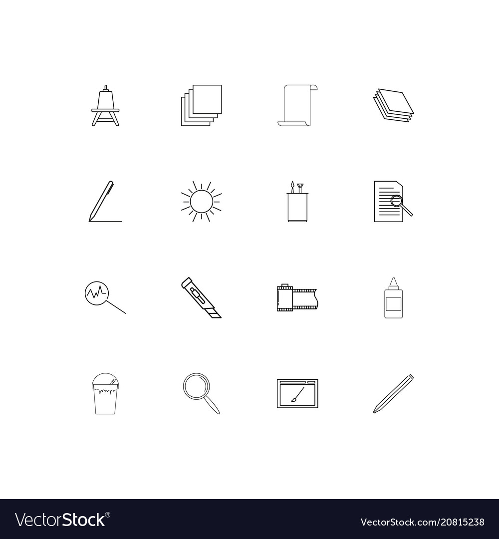 Creative process and design linear thin icons set