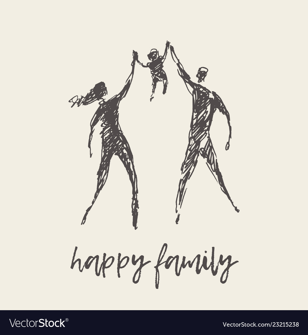 Family event - funny sketch Royalty Free Vector Image