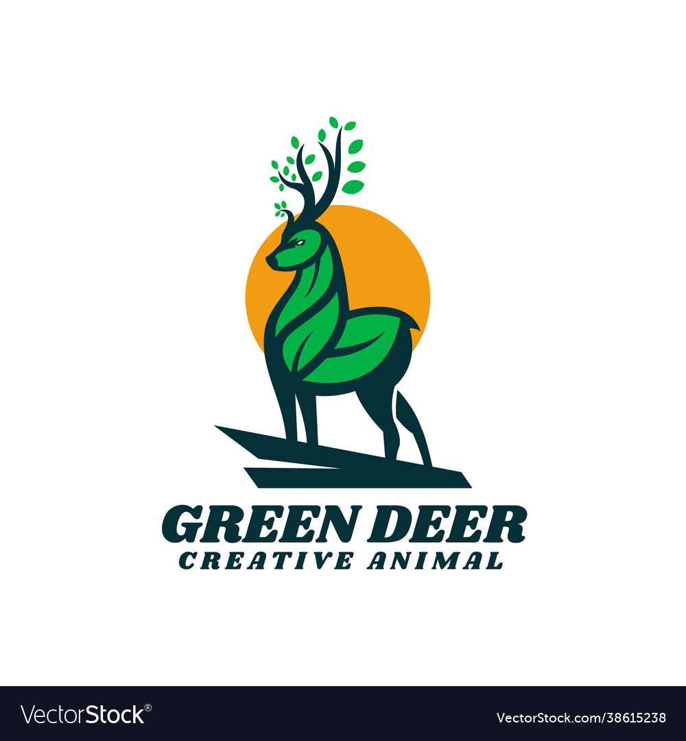 Logo green deer simple mascot style