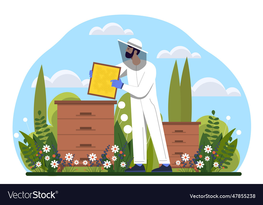 Man with apiculture concept vector image Man with apiculture concept