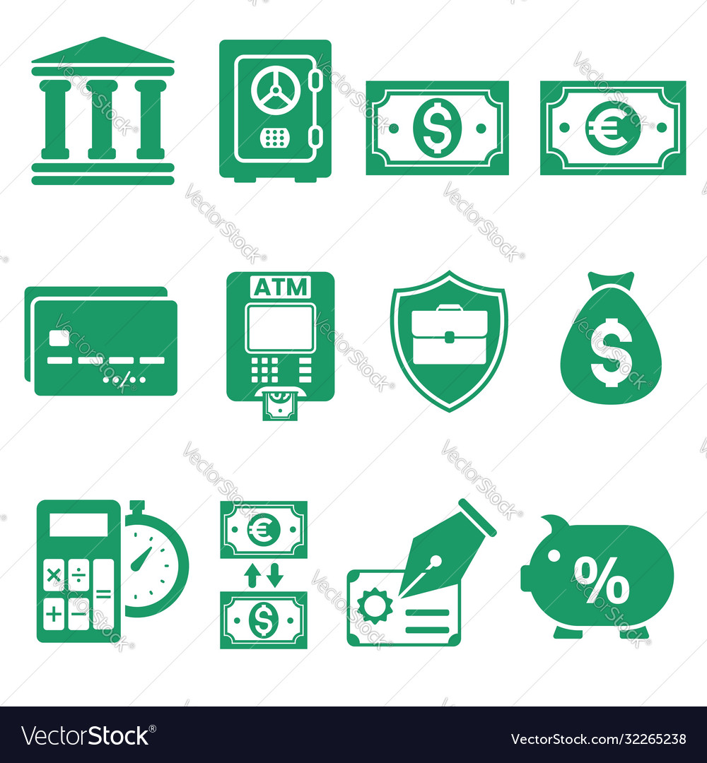 Money and finance icons consist bank