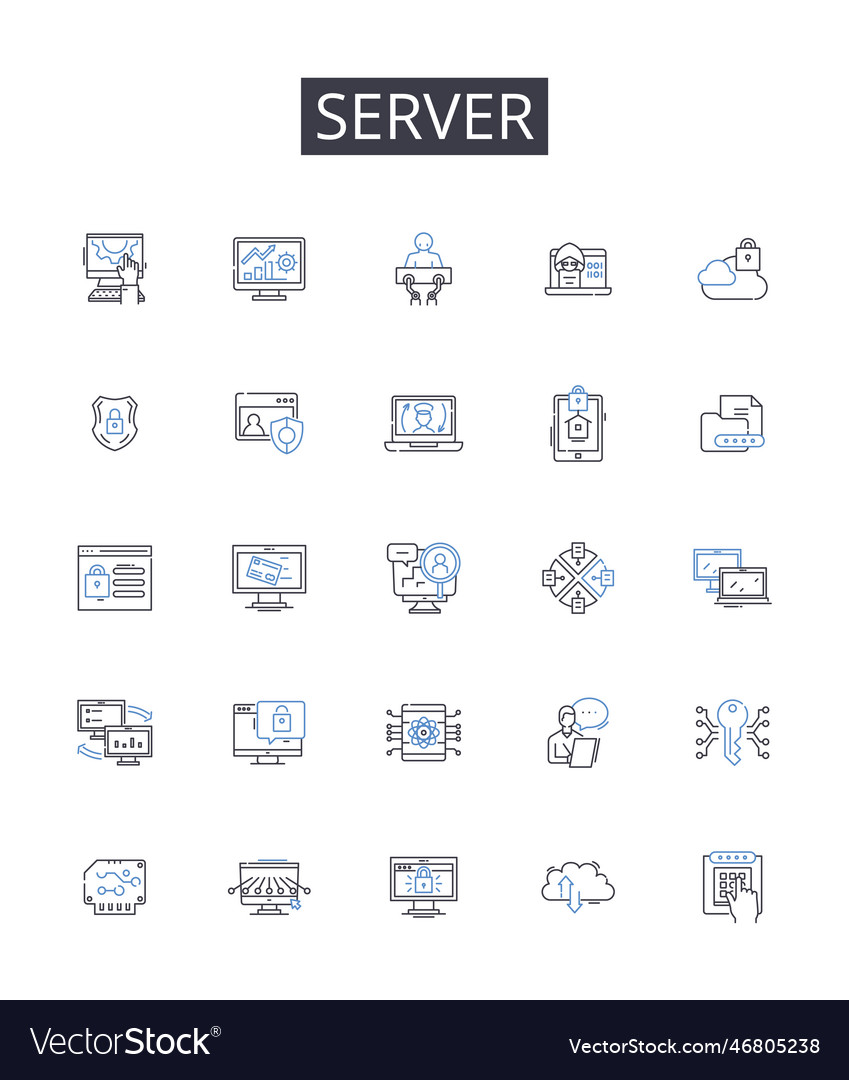 Serverzeile Icons Sammlung Host-Knoten-Maschine vector image Serverzeile Icons Sammlung Host-Knoten-Maschine